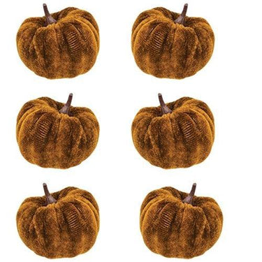 6 Set Brown Velvet Pumpkins 25 - The Fox Decor